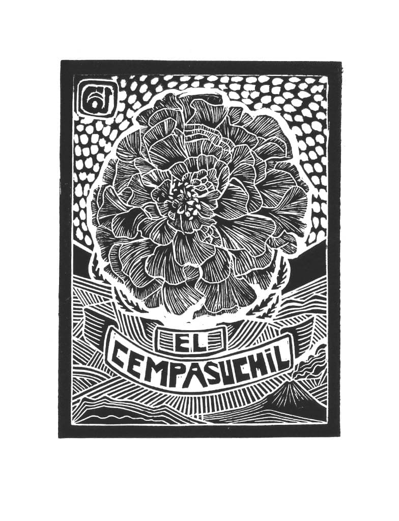 Carta de Lotería 61 - el cempazuchitl