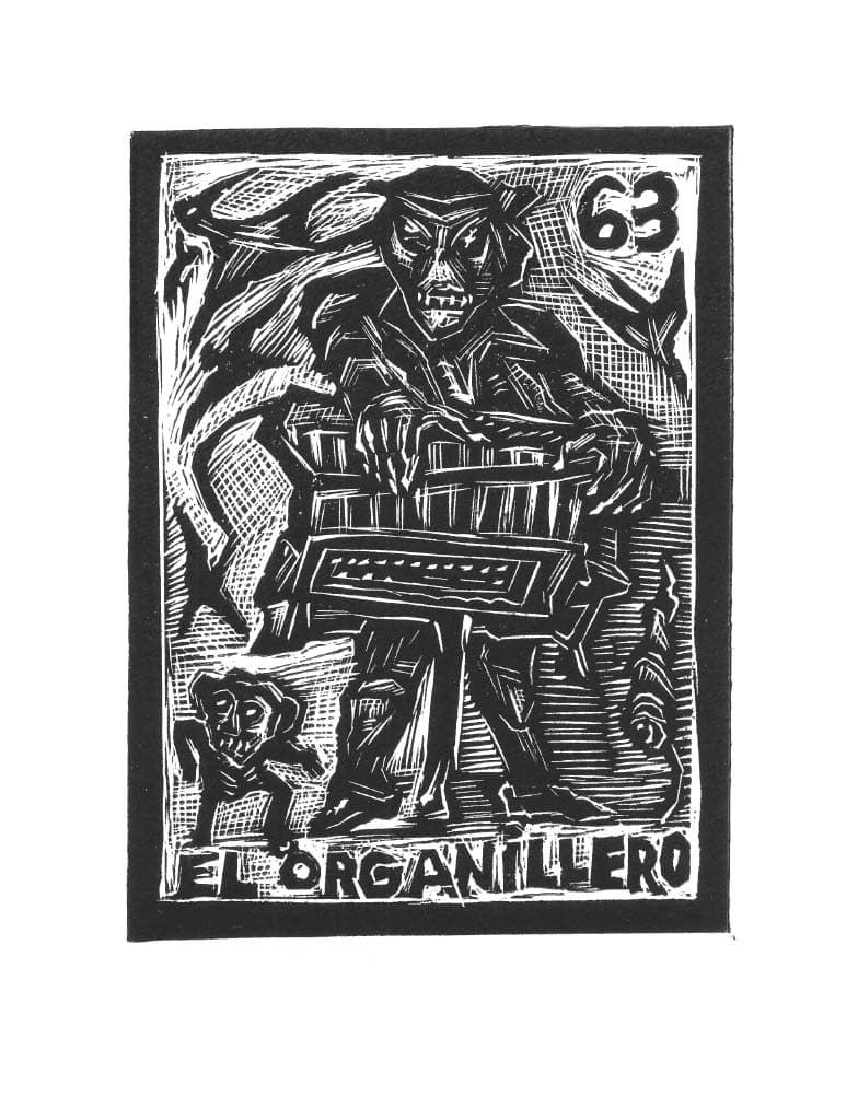 Carta de Lotería 63 - El organillero